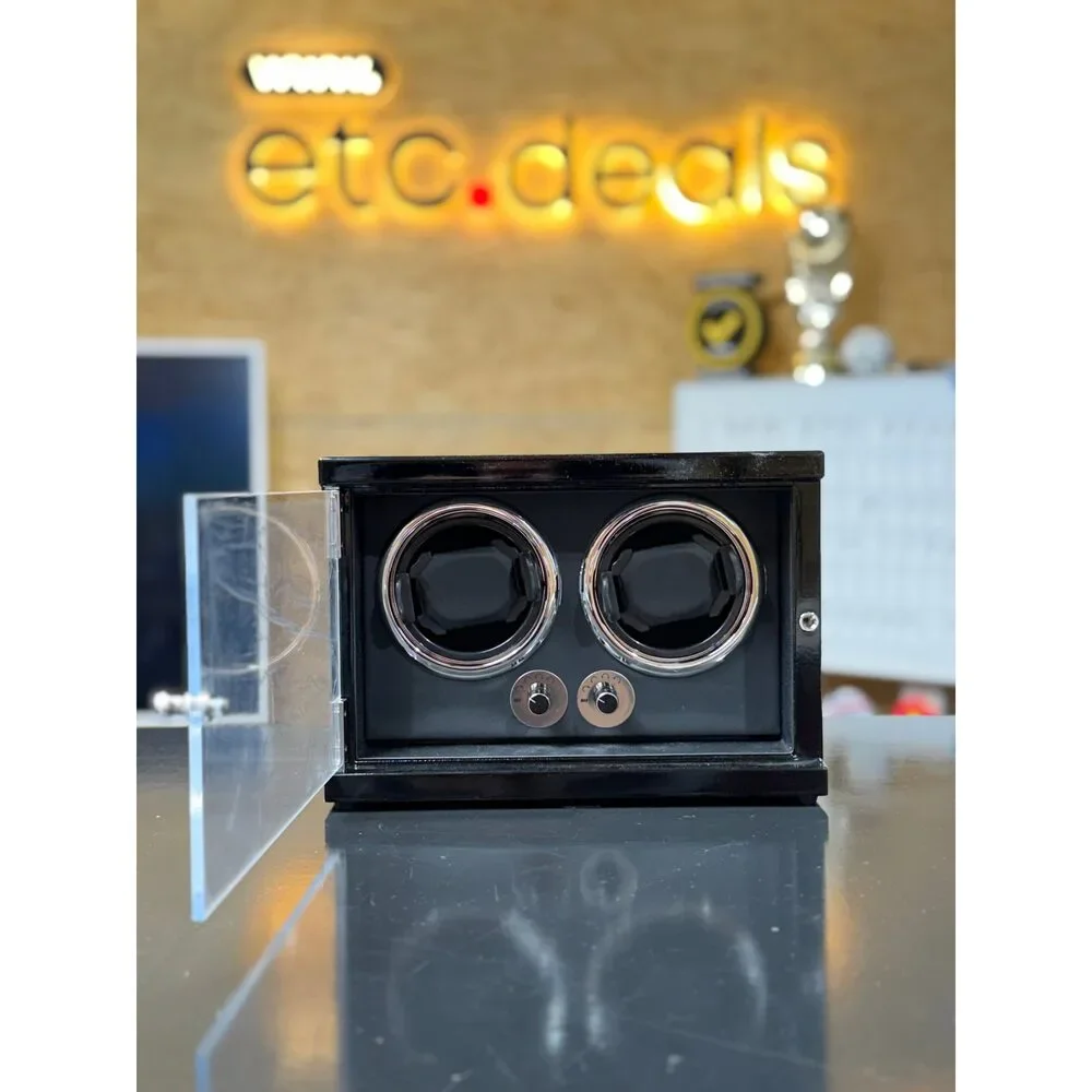 LUXURY AUTOMATIC DOUBLE WATCH WINDER – BLACK DISPLAY CASE